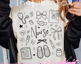 Verpleegkundige SVG PNG | Verpleegkundige Doodle Clipart | Verpleegkundige Sublimatie Ontwerp