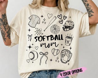 Softball Mom Doodle SVG PNG | Retro Softball Game Day | Softball Mom Design