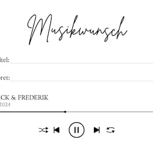 Music request card wedding, music request, personalizable