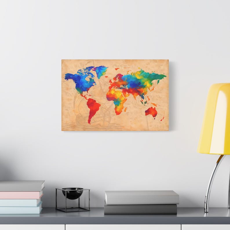 Colorful Watercolor World Map – Digital Download, Artistic Global Wall ...
