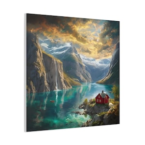 Golden Fjords of Norway – Dreamy Nordic Landscape Digital Print