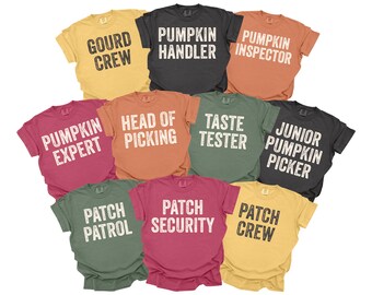 Pumpkin Patch Squad Shirts, Funny Thanksgiving Tees, Matching Family Outfits, Custom Phrase, Youth Shirts, Comfort Colors, Pumpkin Team Tees