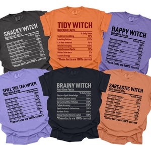 Halloween Nutrition Facts Shirts, Group Teacher Costumes, Nutritional Humor Shirts, Funny Work Party Tees, Staff Halloween Outfit Ideas