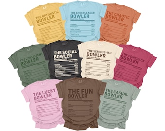 Funny Bowling Team Shirts, Comfort Colors T-shirt, Personalized Bowling Team Gift, Funny Bowler Tee, Nutrition Facts, Bowling League Tshirts