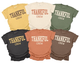 Thankful Crew Shirts, Thanksgiving Team Tees, Matching Family Outfits, Thanksgiving Squad, Youth Shirts, Comfort Colors, Friendsgiving Tee