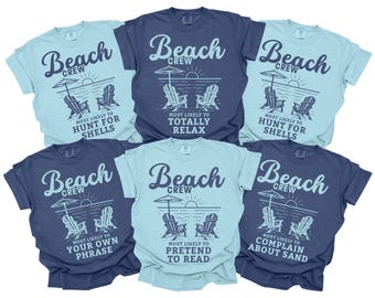 Most Likely To Beach Crew Shirts, Funny Group Beach Tshirts, Matching Beach Vacation Tees, Family Beach Trip Shirts, Comfort Colors