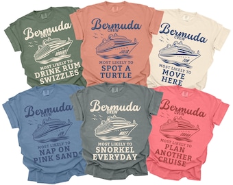 Bermuda Cruise Most Likely To Shirts, Group Bermuda Trip, Comfort Colors, Matching Family Vacation Shirts, Tropical Cruise, Funny Cruise Tee