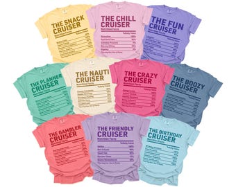 Cruise Shirts For Group, Nutrition Facts, Funny Cruise Trip Tshirts, Cruise 2026, Family Cruise T-shirts 2026, Matching Cruise Crew Tees