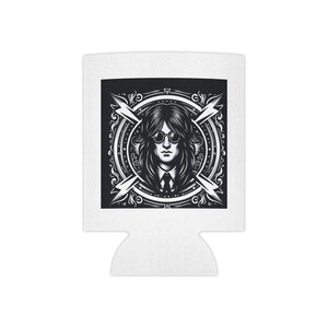 Vintage Rocker Can Cooler, Retro Music Drink Holder, Concert Gift, Rock and Roll Accessory, Funny Koozie for Parties