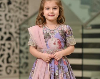 Indian Kids Gown Suit, Kids Ethnic Wear, Designer Kids Wear, Indian Girl Dresses, Indian Kids 2PC Wedding Wear Anarkali gown dupatta set