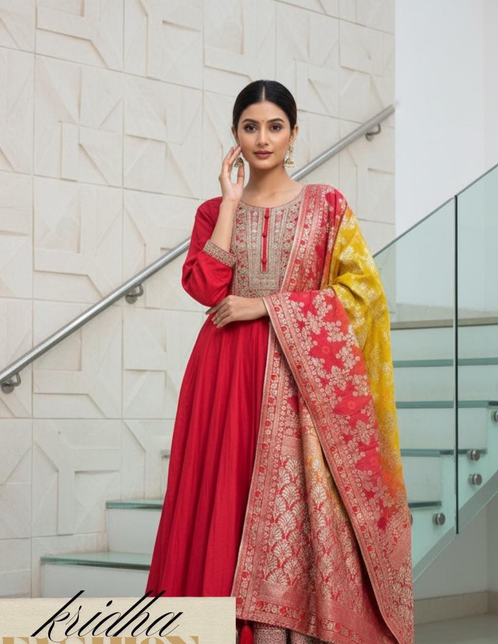 Robe Longue Indienne Style Ethnique - Taille 8 (UK) / Marron - Occasion Très Bon état