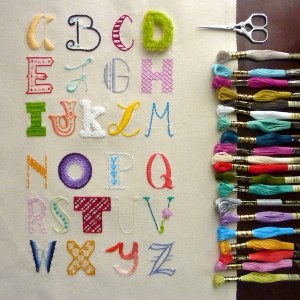 ABC Sampler. PDF Hand Embroidery Pattern.
