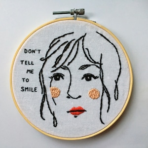 Don&#39;t Smile. PDF Hand Embroidery Pattern.