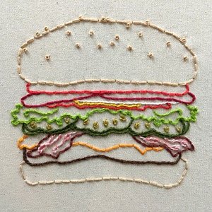 Cheeseburgers. PDF Hand Embroidery Pattern.