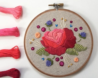 Rose in Bloom. PDF Hand Embroidery Pattern.