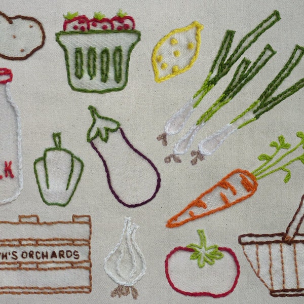Farmers Market. PDF Hand Embroidery Pattern.