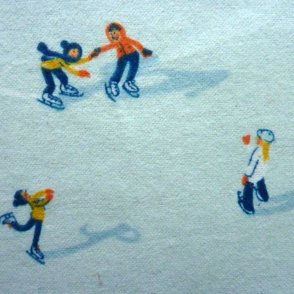 Rare Munki Munki Ice Skaters by Heather Ross. Flannel. 1 Sleeve Panel.