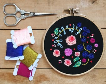 Nocturnal Blooms. PDF Hand Embroidery Pattern.