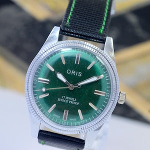 Vintage Oris Mechanical Manual-Winding Analog  Green Dial 17Jewels ST- 96 Swiss made Wrist Watch For Men&#39;s