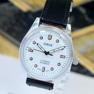 Vintage Oris Mechanical Manual-Winding Analog  White Dial 17Jewels ST- 96 Swiss made Wrist Watch For Men&#39;s