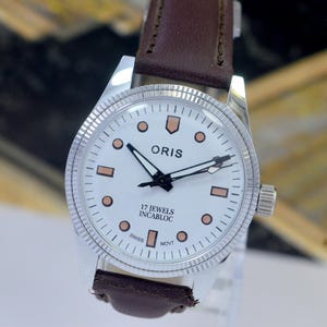 Vintage Oris Mechanical Manual-Winding Analog  White Dial 17Jewels ST- 96 Swiss made Wrist Watch For Men&#39;s