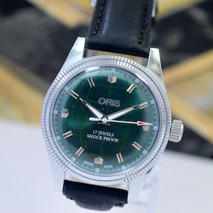 Vintage Oris Mechanical Manual-Winding Analog  Green Dial 17Jewels ST- 96 Swiss made Wrist Watch For Men&#39;s