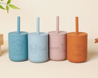 Personalized Engraved Silicone Cup 7oz for Babies,Toddler Silicone Cup,Leak-Proof Tumbler,Toddler Birthday Gift,Easter & Baby Shower Gift