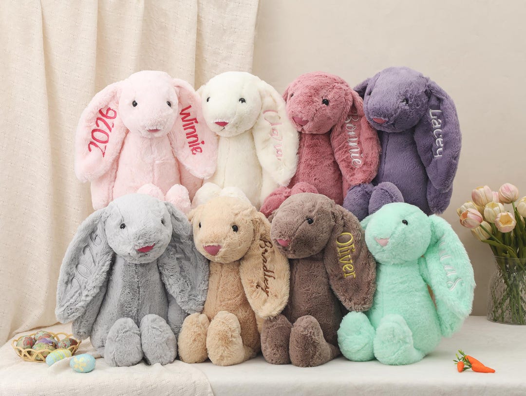 Custom Embroidered Plush Bunny, Personalized Baby Gift - Etsy