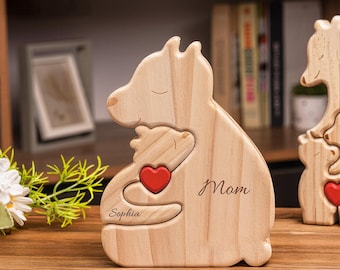 Personalized Mama Baby Wooden Bear family Puzzle,Family Name Puzzle,Parents Baby Puzzle Name,First Mother’s Day Gift,Gift For Mom,Home Decor