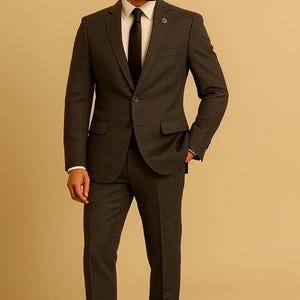 Charcoal Grey Slim Fit Men’s Suit – Modern Business and Formal Wedding Suit for Groom, Available in Various Sizes, Designed by Paridhan