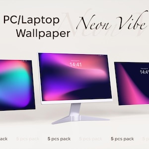 Gradient Neon Vibe Laptop / PC Wallpaper – 5-Piece Minimalist Neon MacOS / Windows Backgrounds (Digital Download)
