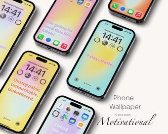 Fondos de pantalla motivacionales con degradado para teléfono: Afirmaciones positivas (descarga digital)