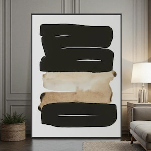 Remains Modern Abstract Minimalist Canvas Wall Art – Neutral Contemporary Painting for Home Decor