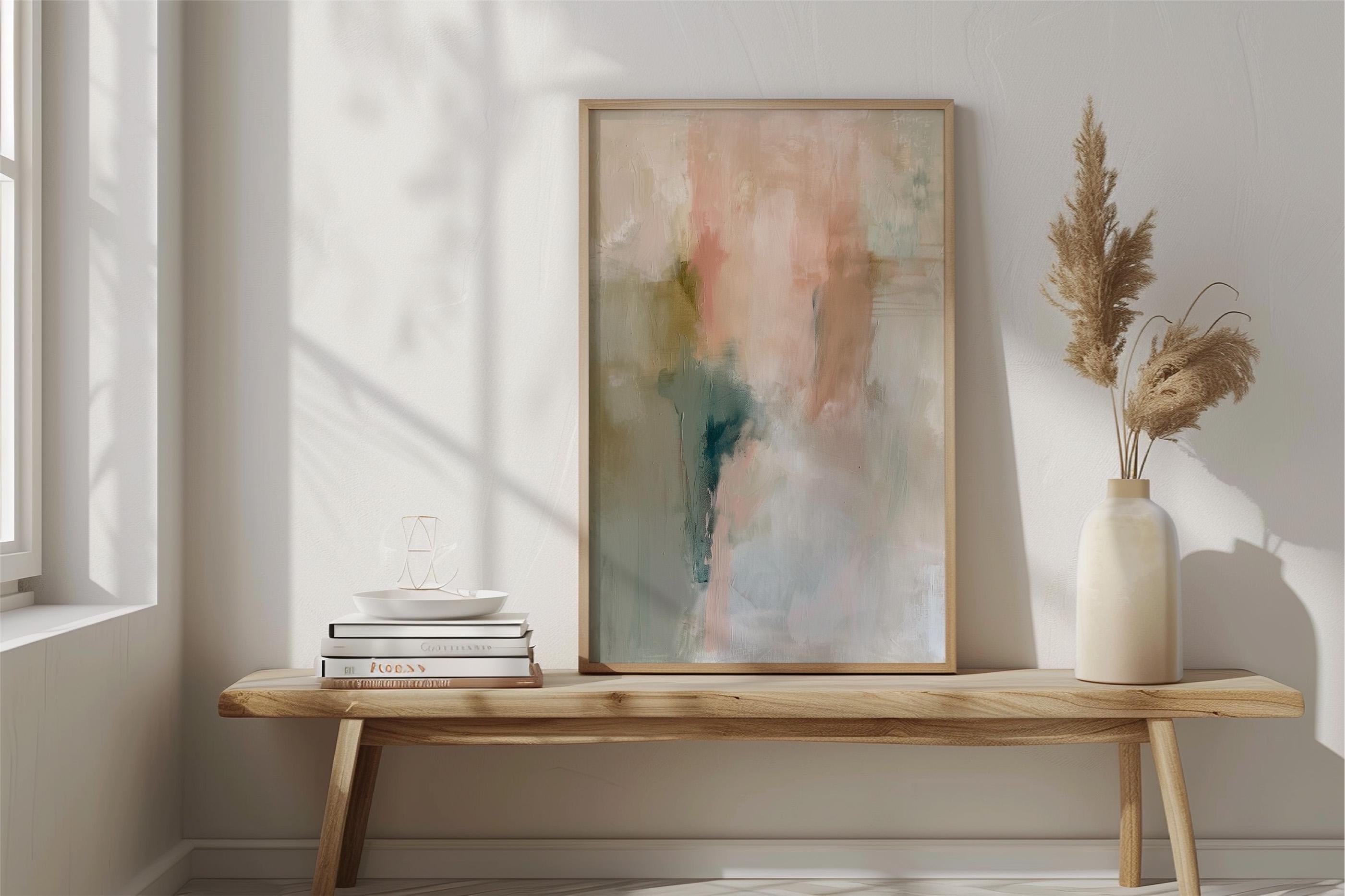 Sage Green & Earthy Beige Abstract Art Print | Organic Modern ...