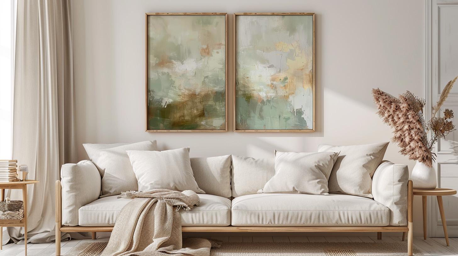 Set of 2 Sage Green & Earthy Abstract Art Prints, Muted Wabi Sabi ...