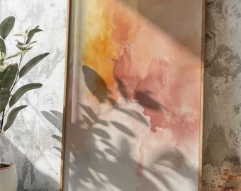 Amber Rust Orange Watercolor Print, Boho Autumn Gradient Decor, Matte Poster