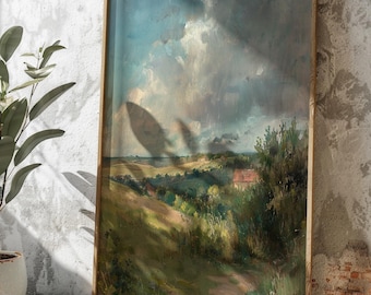 Vintage Countryside Landscape Print, 19th Century Pastoral Art, Matte Poster