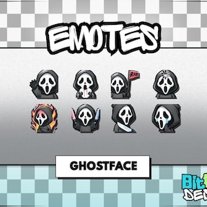 Chibi Ghostface Twitch Emotes – 8  Emote Pack for Streamers | PNGs for Discord  | Instant Download | Horror Emotes