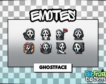Chibi Ghostface Twitch Emotes – 8  Emote Pack for Streamers | PNGs for Discord  | Instant Download | Horror Emotes