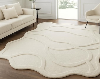 Handgetufteter Wollteppich, unregelmäßig schmelzendes Design