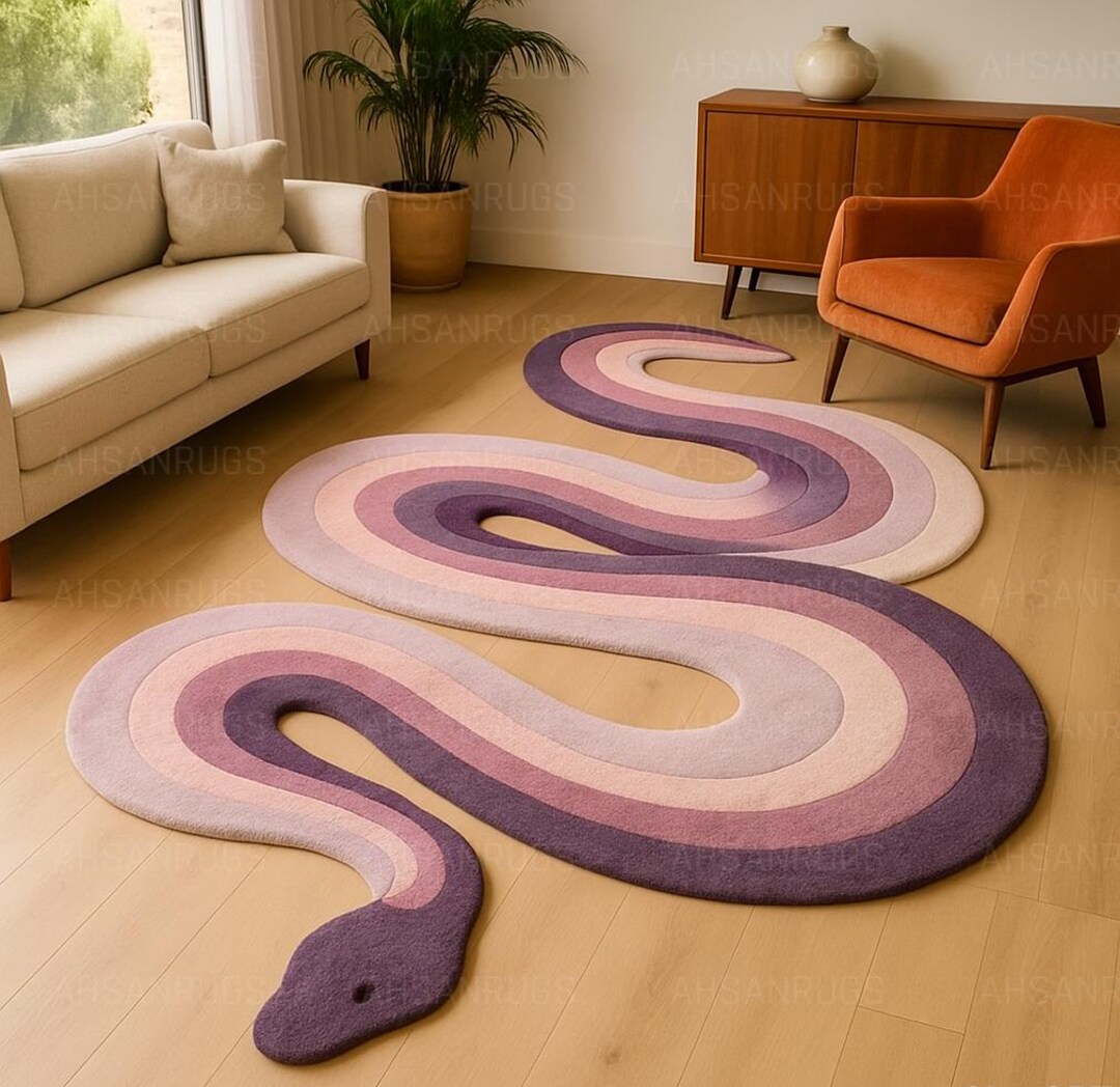 Hand Tufted Snake Rug, Pastel Serpent Design, Modern Whimsical Decor - Etsy