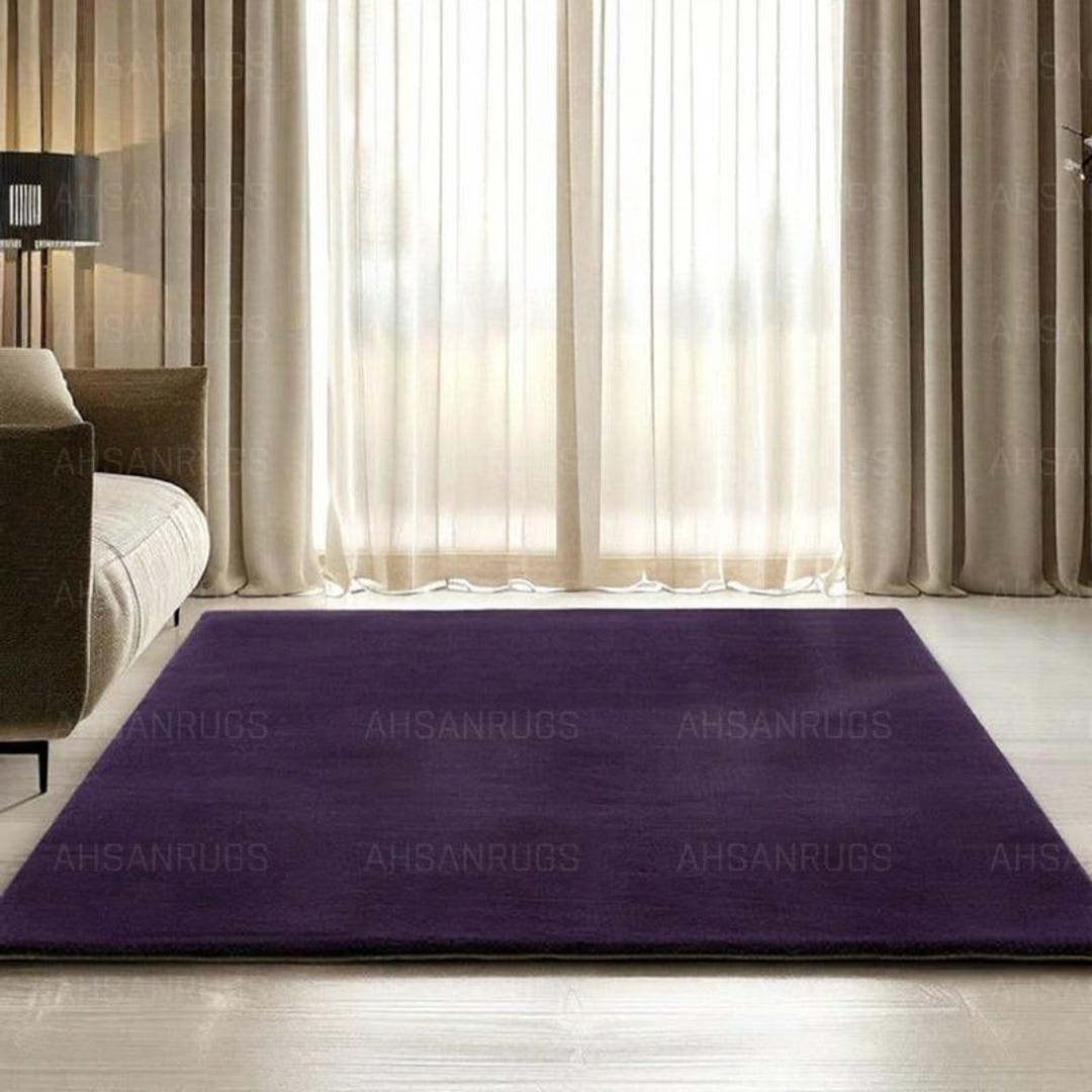 Deep Violet Rug Hand Tufted Wool Area Rug: Deep Purple Plush Rug - Etsy