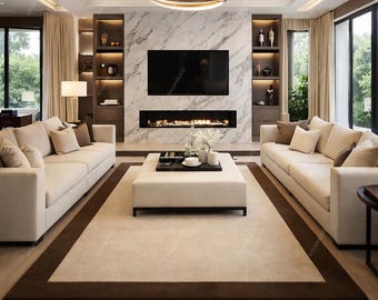 Hand-Tufted Wool Area Rug: Lush Brown & Beige  Modern Design 4x6 5x8 6x9 7x10ft
