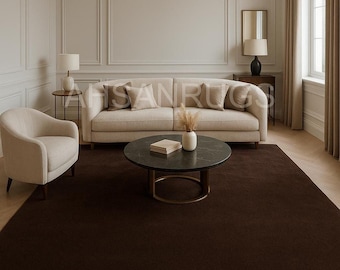Hand Tufted Wool Rug: Solid Brown, Earthy Minimalist Decor