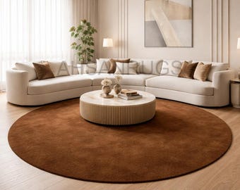 Alfombra de lana tejida a mano / Alfombra de color marrón oscuro liso para dormitorio / sala de estar / pasillo / habitación de invitados