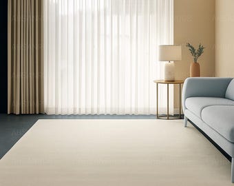 Hand Tufted Wool Area Rug: Minimalist Ivory Plush Rug