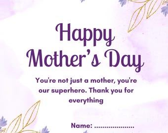 Tarjeta de regalo para el Día de la Madre (imprimible) / Regalo de descarga instantánea para mamá