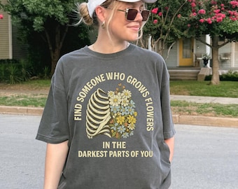 Vintage Floral Ribcage Graphic Tee - Mental Health Awareness