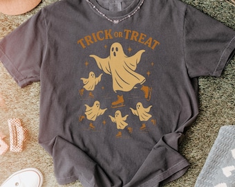 Halloween Ghost Shirt – Trick or Treat Graphic Tee – Spooky Season Comfort Colors T-Shirt