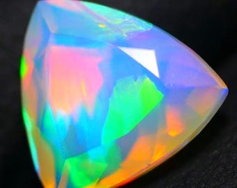 2.40 CRT Natural Ethiopian Opal cut stone, Faceted cut Opal, Pin-Fire Opal, Welo fire opal, ring size opal, multi-fire Opal (10X10X6mm)